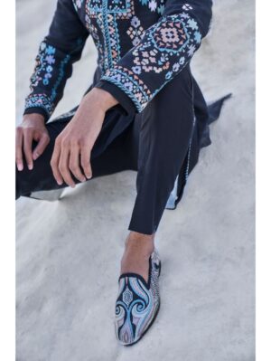 Seema Gujral - Black Boho Sherwani Set - Image 3