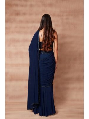 Pritika Vora - Mid night blue draped saree - Image 4