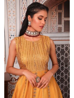 Esha Koul -  Musturd Anarkali Set - Image 2