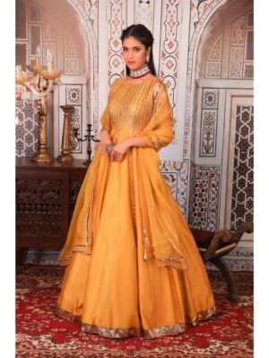 Esha Koul -  Musturd Anarkali Set - Image 3