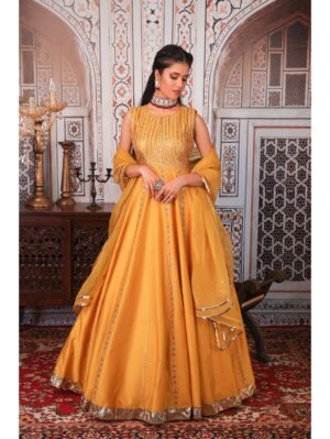 Esha Koul -  Musturd Anarkali Set - Image 7
