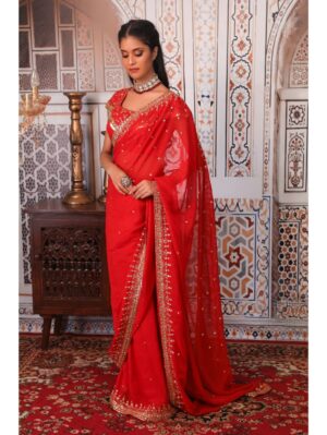 Esha Koul - Rust saree set - Image 2