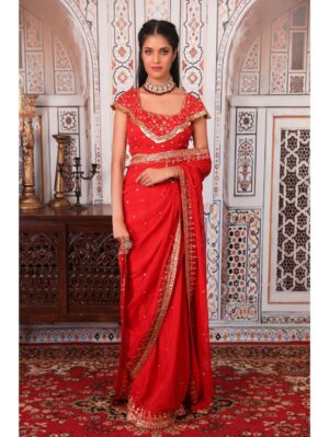Esha Koul - Rust saree set - Image 7