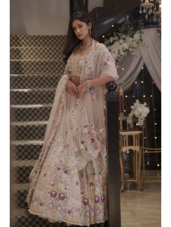 Kalighata - Light pink heavily embellished lehenga