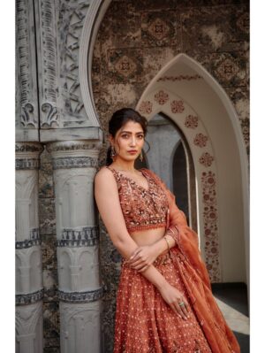Nikita Gujral- COPPER LEHENGA CHOLI SET - Image 2