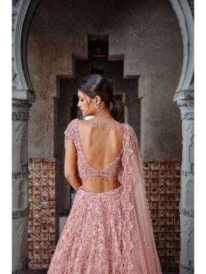Nikita Gujral- DUSTY CORAL TULLE LEHENGA SET - Image 3
