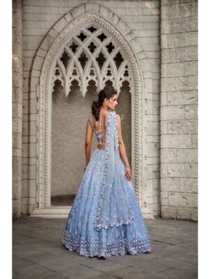 Nikita Gujral- BLUE OMBREY ORGANZA LEHENGA SET - Image 2