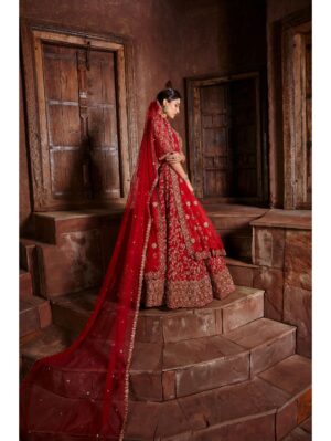 Nikita Gujral- RED RAW SILK LEHENGA SET - Image 2