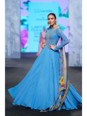 Mahima Mahajan - STRIPPED BODICE ANARKALI WITH PRINTED DUPATTA - Image 2