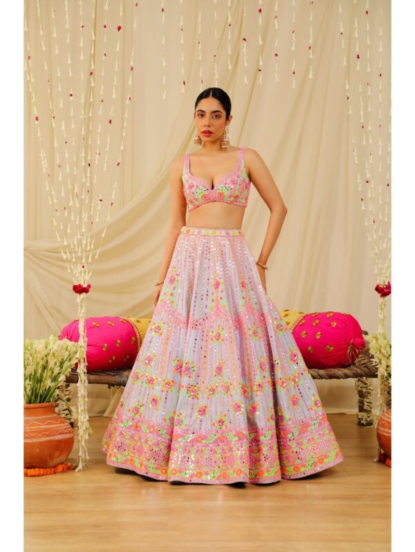 Rajbinder Chahal – Powder Blue  Lehnga