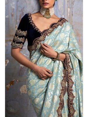 Nikita Gujral - JADE GREEN BANARSI SAREE - Image 3