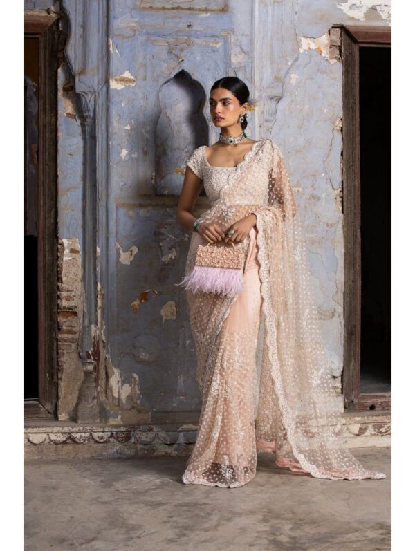 Nikita Gujral - BLUSH PINK NET SAREE