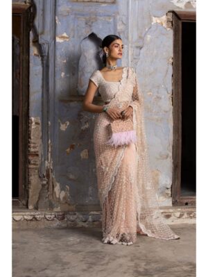 Nikita Gujral - BLUSH PINK NET SAREE - Image 2