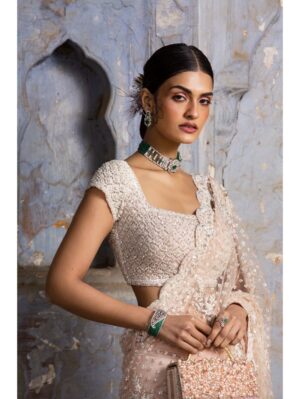 Nikita Gujral - BLUSH PINK NET SAREE - Image 3