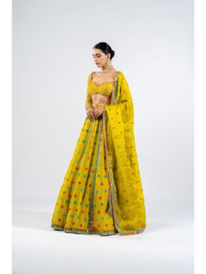 Vvani Vats - MOSS GREEN FLOWER LEHENGA SET - Image 4