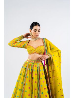 Vvani Vats - MOSS GREEN FLOWER LEHENGA SET - Image 6