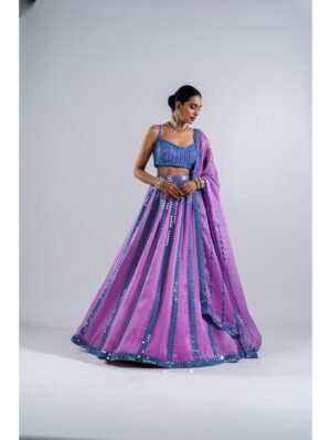 Vvani Vats - MAUVE MIRROR SEAM LEHENGA  SET. - Image 2