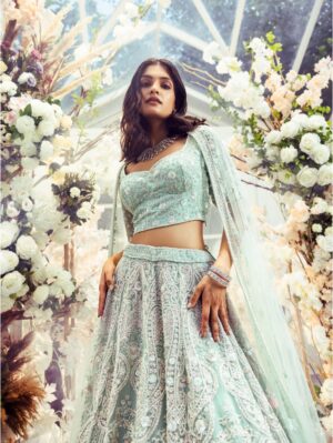 Kalighata - Aqua heavily embellished lehenga - Image 2