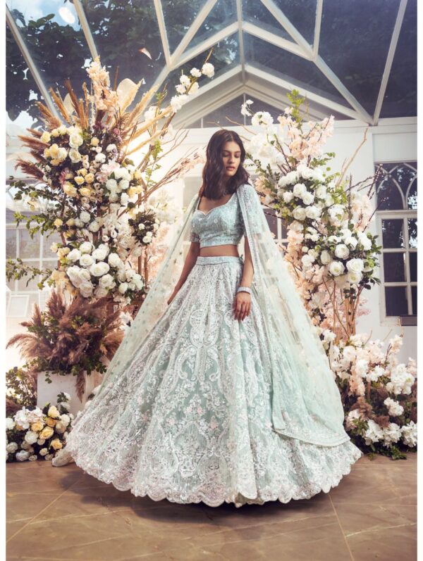 Kalighata - Aqua heavily embellished lehenga