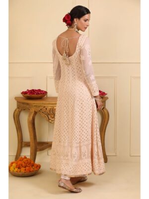 Esha Koul - Off white chikankari anarkali set - Image 2