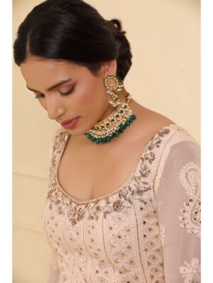 Esha Koul - Off white chikankari anarkali set - Image 3