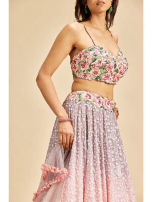 Nitika Gujral - BLUSH TO LILAC SHADED LEHENGA SET - Image 3