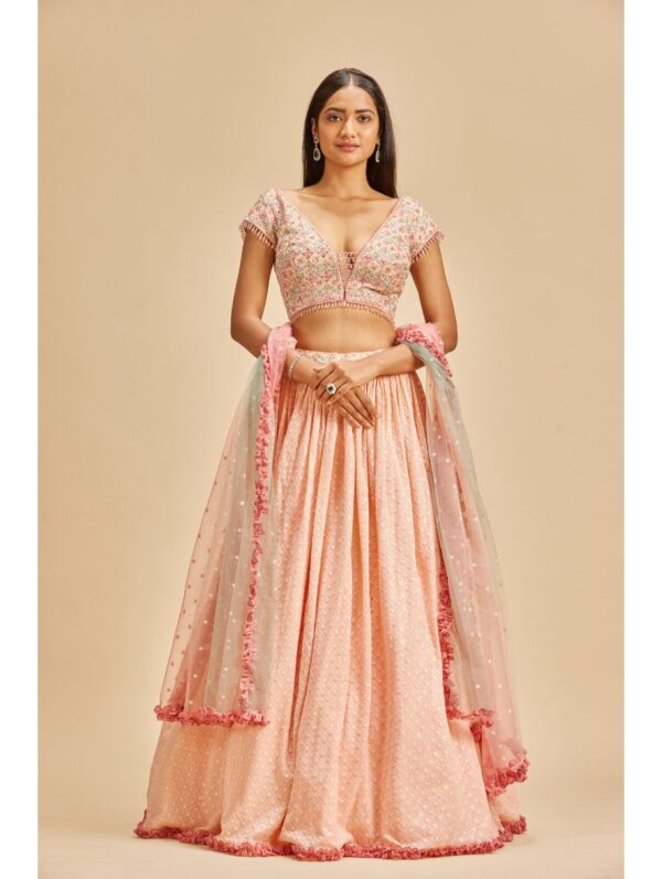 Nitika Gujral - BLUSH PINK GATHERED LEHENGA SET