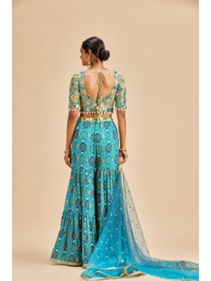 Nitika Gujral - BLUE BADHANI TIERED SHARARA SET - Image 4