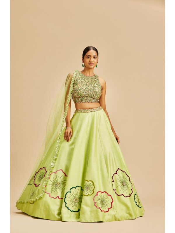 Nitika Gujral - LIME GREEN LEHENGA SET