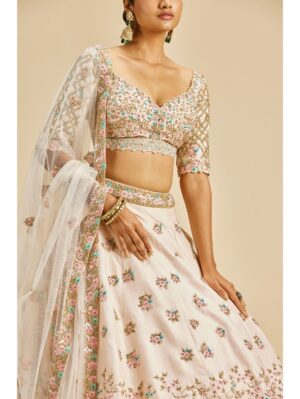 Nitika Gujral - BLUSH PINK RAW SILK LEHENGA CHOLI SET - Image 3