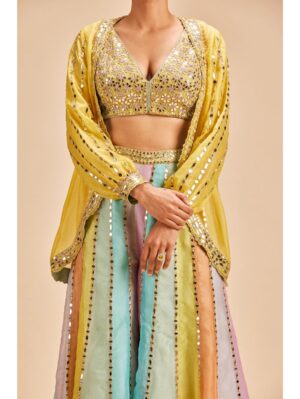 Nitika Gujral - MULTI COLOUR MIRROR WORK SHARARA WITH JACKET - Image 3