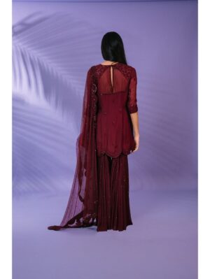 Pritika Vora - Rosewood sharara set with scallop edged dupatta - Image 2
