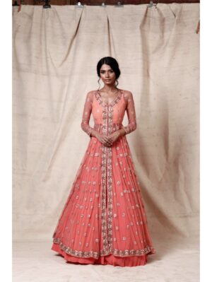 Esha Koul- coral jacket with skirt - Image 3