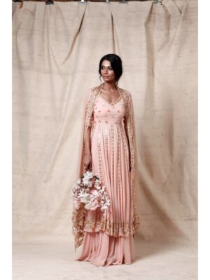 Esha Koul- Baby pink anarkali  Sharara  set - Image 3