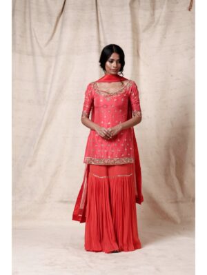Esha Koul- Orange Sharara set - Image 3