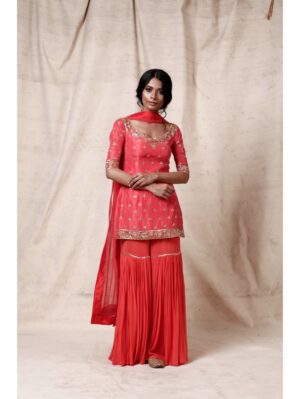 Esha Koul- Orange Sharara set - Image 2