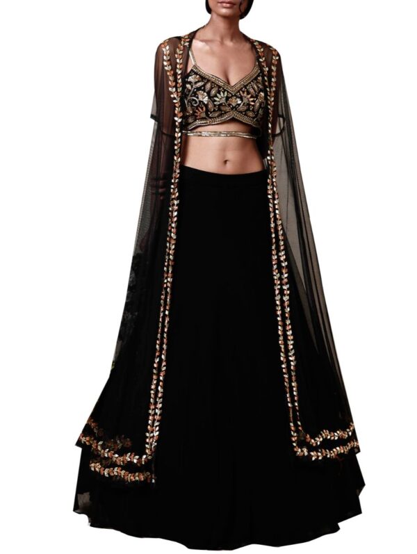 Esha Koul- Black  cape set