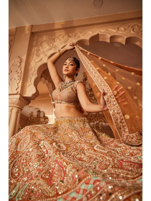 Kalighata - Rust embellished lehenga