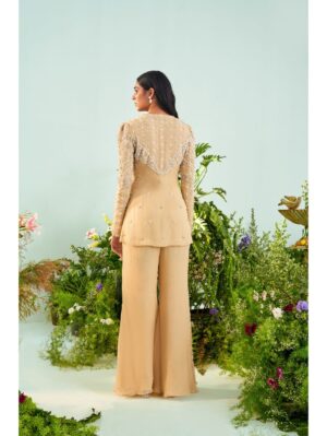 Mani Bhatia- Beach sand color peplum & Sharara set - Image 4