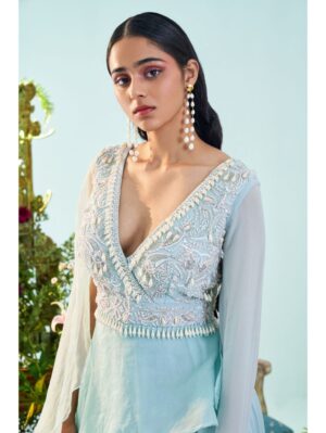 Mani Bhatia- Pearl & Zari embroidered jumpsuit with drape - Image 3