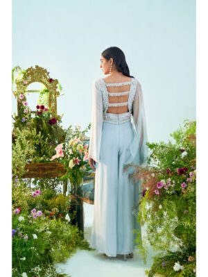 Mani Bhatia- Pearl & Zari embroidered jumpsuit with drape - Image 4