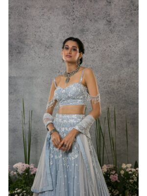 Pritika Vora - powder blue floral lehenga - Image 2