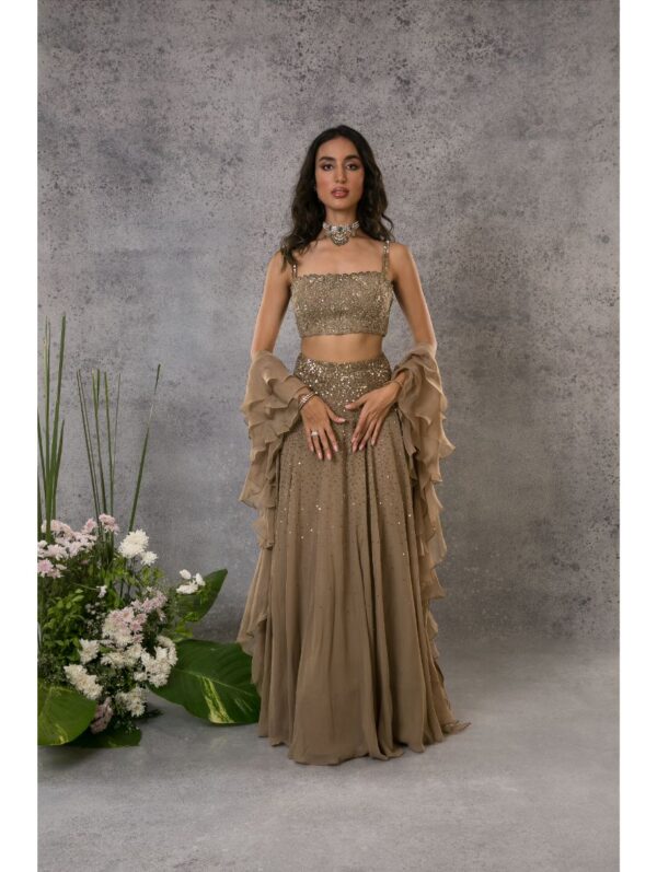 Pritika Vora - Gold sequin lehenga