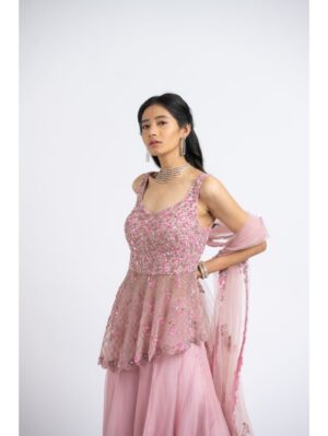 Nikita Gujral- ROSE PINK ORGANZA SHARARA SET - Image 5