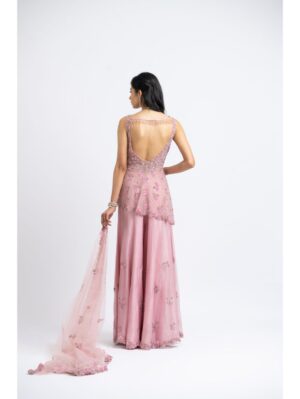 Nikita Gujral- ROSE PINK ORGANZA SHARARA SET - Image 6