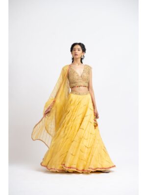 Nikita Gujral- SUNBURST YELLOW ORGANZA LEHENGA SET - Image 2