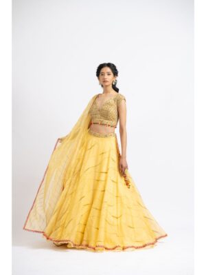 Nikita Gujral- SUNBURST YELLOW ORGANZA LEHENGA SET - Image 3