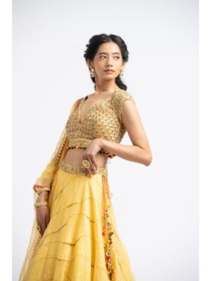 Nikita Gujral- SUNBURST YELLOW ORGANZA LEHENGA SET - Image 4