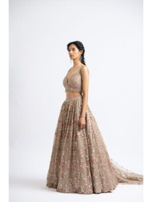 Nikita Gujral- MOCCA TULLE LEHENGA CHOLI SET - Image 4