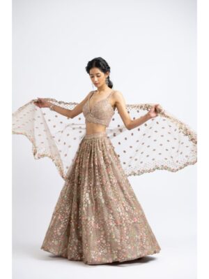 Nikita Gujral- MOCCA TULLE LEHENGA CHOLI SET - Image 2